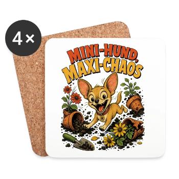 Hund Maxi Chaos Chihuahua - Untersetzer (4er-Set) - Weiß - Vorne