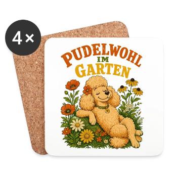 Pudelwohl im Garten - Untersetzer (4er-Set) - Weiß - Vorne