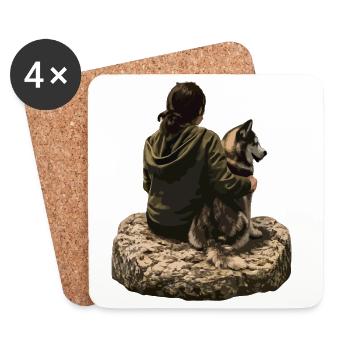 Reposer ensemble sur le rocher avec Husky - Dessous de verre (lot de 4) - blanc - Devant
