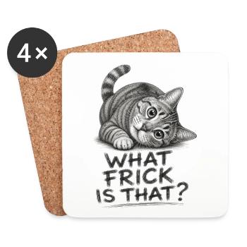 What Frick Is That? Funny Curious Cat - Coasters (set of 4) - white - Front