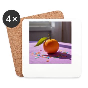 Orange festif sur table violette et confettis - Dessous de verre (lot de 4) - blanc - Devant