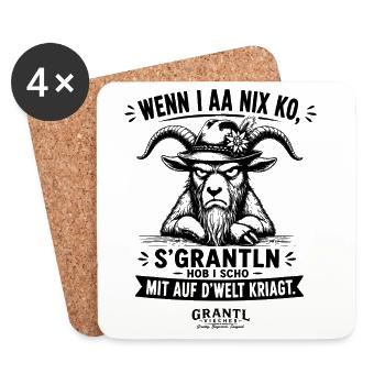 Bayerische Grantl Viecher Wenn I aa nix ko - Untersetzer (4er-Set) - Weiß - Vorne