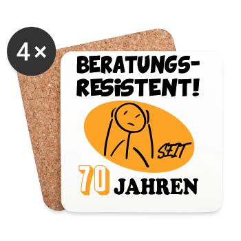Comic Geburtstag 70 Jahre Happy Birthday - Untersetzer (4er-Set) - Weiß - Vorne