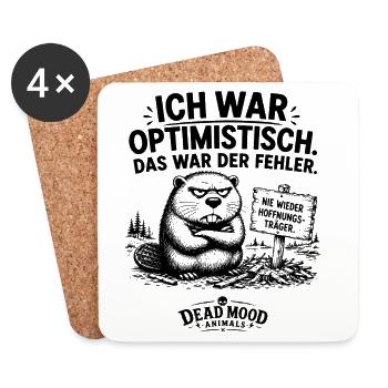 Lustiger Biber | Sarkasmus, Schwarzer Humor  - Untersetzer (4er-Set) - Weiß - Vorne
