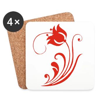 Strange Red Flower - Coasters (set of 4) - white - Front