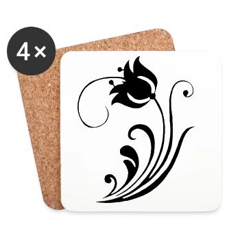 Strange Black Flower - Coasters (set of 4) - white - Front
