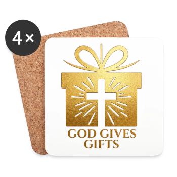 Dieu offre des cadeaux - or - Dessous de verre (lot de 4) - blanc - Devant