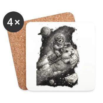 Cat’s Cheese-Powered Space Adventure - Coasters (set of 4) - white - Front