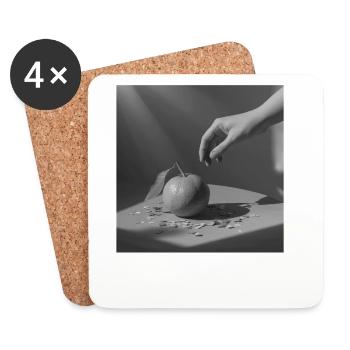 Minimal mandarin in black and white - Coasters (set of 4) - white - Front