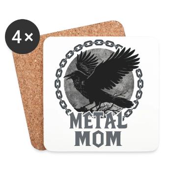 Metal Mom Raven Gift Heavy Metal Woman - Coasters (set of 4) - white - Front