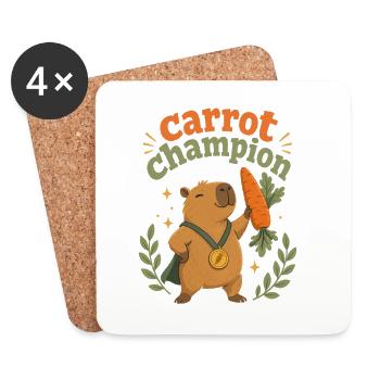 Carrot Champion Cabybara - Coasters (set of 4) - white - Front