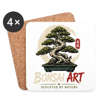 Japanische Bonsai-Baum Pflanze Bonsai-Art Bonsai - Untersetzer (4er-Set) - Weiß - Vorne