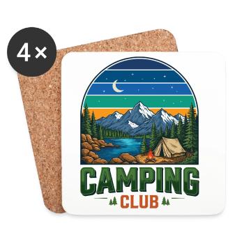 Hiking - Outdoor Adventure - Camping Club - Coasters (set of 4) - white - Front