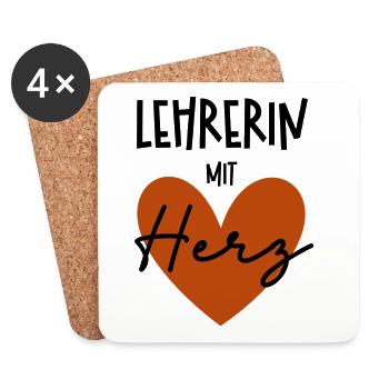 Lehrerin mit Herz - Untersetzer (4er-Set) - Weiß - Vorne