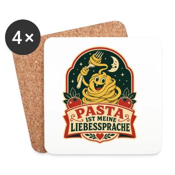 Pasta ist meine Liebessprache - Untersetzer (4er-Set) - Weiß - Vorne
