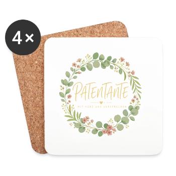Patentante Eukalyptus Kranz - Untersetzer (4er-Set) - Weiß - Vorne