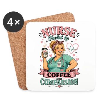 Nurse Fueled by Coffee and Compassion - Coasters (set of 4) - white - Front