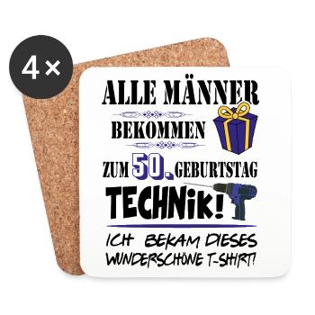 50. Geburtstag Handwerker Technik Werkzeug - Untersetzer (4er-Set) - Weiß - Vorne