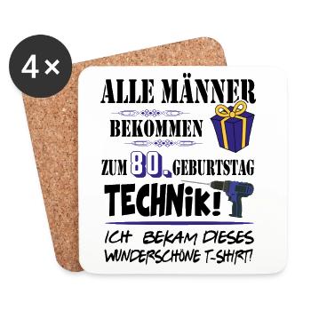 80. Geburtstag Handwerker Technik Werkzeug - Untersetzer (4er-Set) - Weiß - Vorne