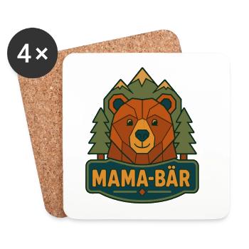 Mama Bär Berg Wildnis - Untersetzer (4er-Set) - Weiß - Vorne
