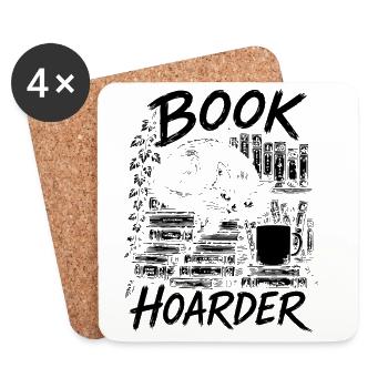 Collectionneur de livres : Collectionneur, Chat et Café - Dessous de verre (lot de 4) - blanc - Devant