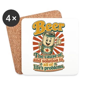 Beer | Funny beer saying in retro look - Coasters (set of 4) - white - Front
