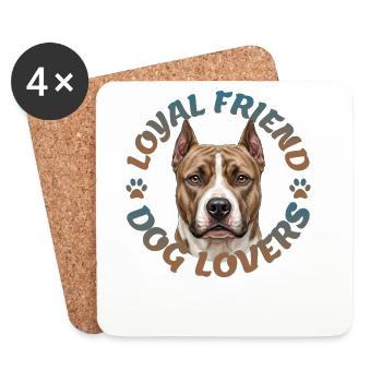 Amis fidèles, amoureux des chiens - Dessous de verre (lot de 4) - blanc - Devant