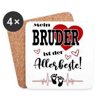 Mein Bruder ist der beste  - Untersetzer (4er-Set) - Weiß - Vorne