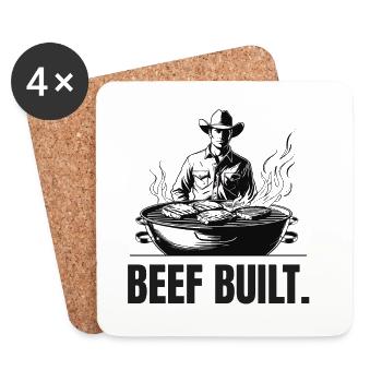 BEEF BUILT | Carnivore T-Shirt | Steak & Strength - Coasters (set of 4) - white - Front