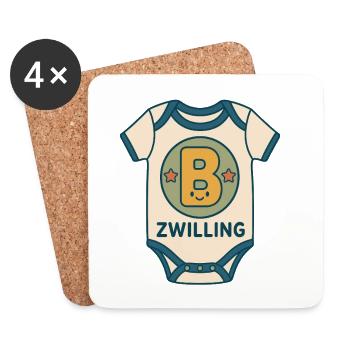 Zwilling Babybody Buchstabe B - Untersetzer (4er-Set) - Weiß - Vorne