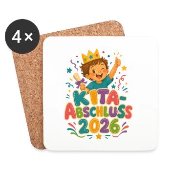 Kita Abschluss 2026 Kinder Abschlussfeier - Untersetzer (4er-Set) - Weiß - Vorne