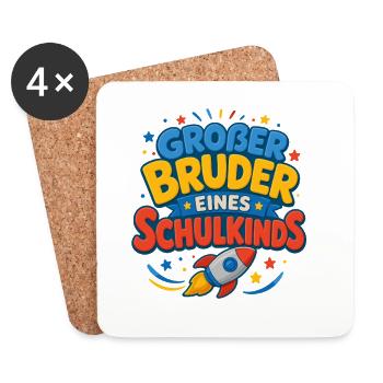 Großer Bruder eines Schulkindes Rakete - Untersetzer (4er-Set) - Weiß - Vorne