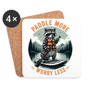 Raccoons SUP Paddleboard Board Stand Up Paddle - Dessous de verre (lot de 4) - blanc - Devant