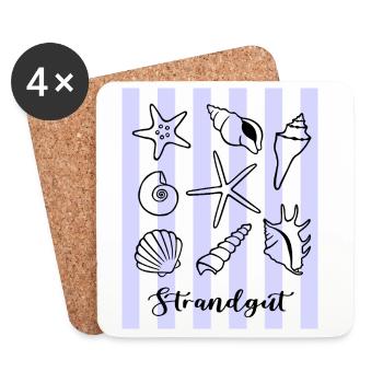 Strandgut Muscheln Seesterne und Krebs - Untersetzer (4er-Set) - Weiß - Vorne