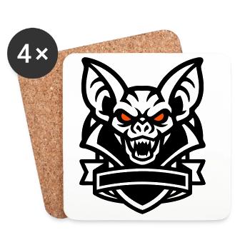 Fledermaus Maskottchen Logo - Untersetzer (4er-Set) - Weiß - Vorne