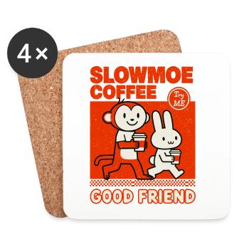 Dessin animé Slowmoe Coffee Friends - Dessous de verre (lot de 4) - blanc - Devant