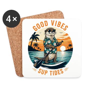 SUP Paddleboard Board Stand Up paddle Supboard - Dessous de verre (lot de 4) - blanc - Devant