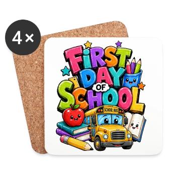 First Day of School Bus - Coasters (set of 4) - white - Front