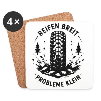 Breite Reifen - Kleine Probleme - Untersetzer (4er-Set) - Weiß - Vorne