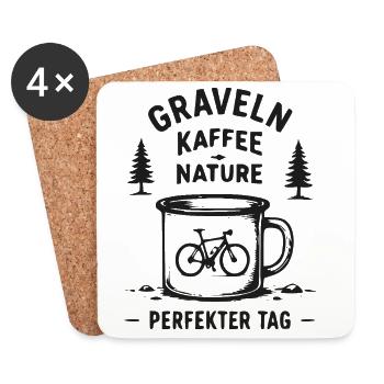 Graveln Kaffee Nature – Perfekter Tag - Untersetzer (4er-Set) - Weiß - Vorne