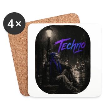 Techno Girl Under Lantern In The Rain We Love Techno - Coasters (set of 4) - white - Front