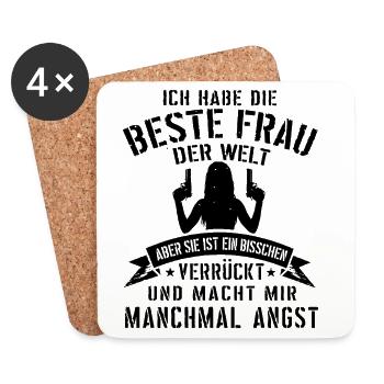 Super lustiges Geschenk für Ehemann mit verrückter - Untersetzer (4er-Set) - Weiß - Vorne