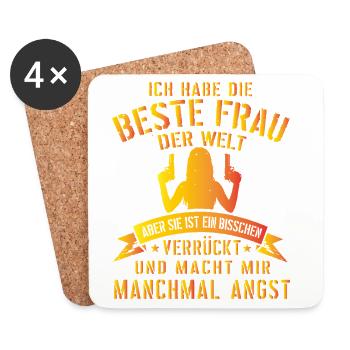 Super lustiges Geschenk für Ehemann mit verrückter - Untersetzer (4er-Set) - Weiß - Vorne
