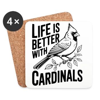 La vie est meilleure avec les cardinaux - Dessous de verre (lot de 4) - blanc - Devant
