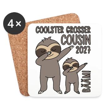 Bääm! Coolster großer Cousin 2027 Dabbing Faultier - Untersetzer (4er-Set) - Weiß - Vorne