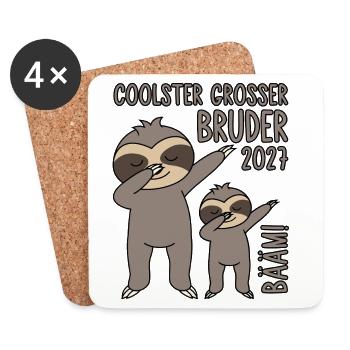 Bääm! Coolster Großer Bruder 2027 Dabbing Faultier - Untersetzer (4er-Set) - Weiß - Vorne