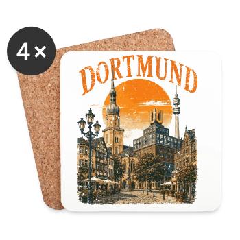  Vintage Dortmund Skyline historische - Untersetzer (4er-Set) - Weiß - Vorne