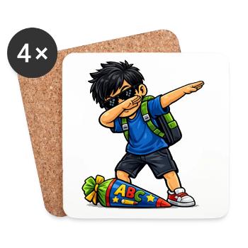 Dabbing ABC-Schütze schwarze Haare - Untersetzer (4er-Set) - Weiß - Vorne