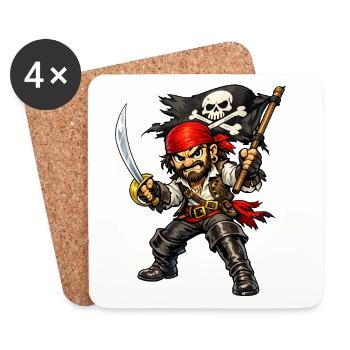 Pirate with red headscarf - Coasters (set of 4) - white - Front