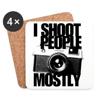Ich fotografiere meistens Leute, Fotografen, Kamerahumor, - Untersetzer (4er-Set) - Weiß - Vorne